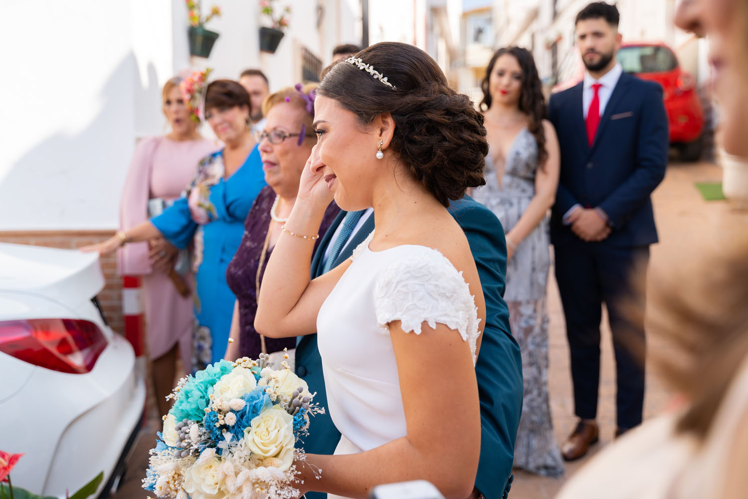 Novia llora durante su boda en Málaga