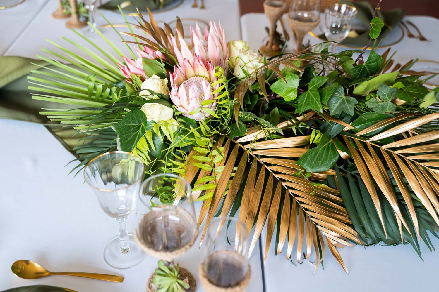 Centro de mesa natural para boda en Málaga