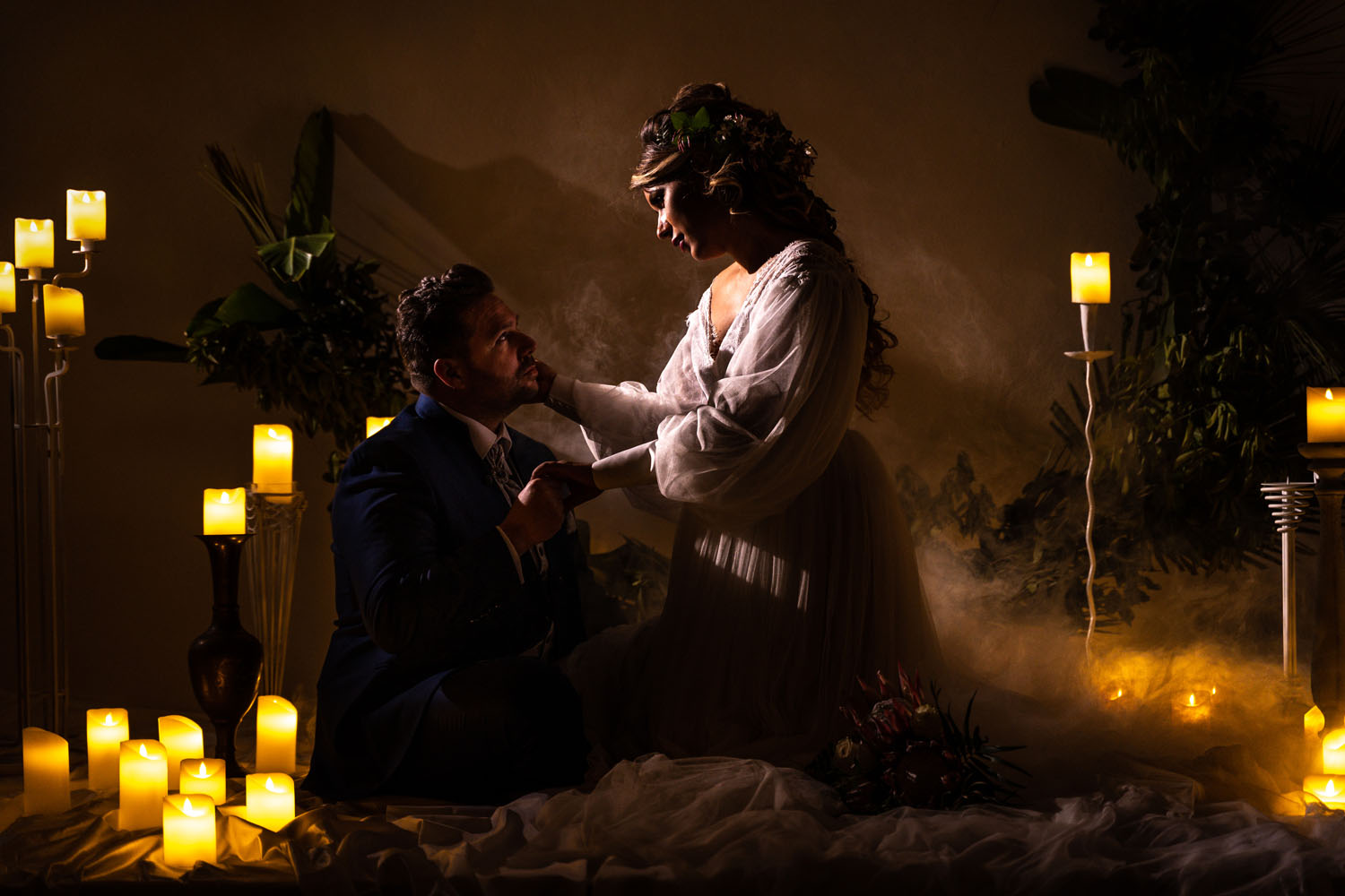 Fotógrafo de boda creativo y artístico en estudio