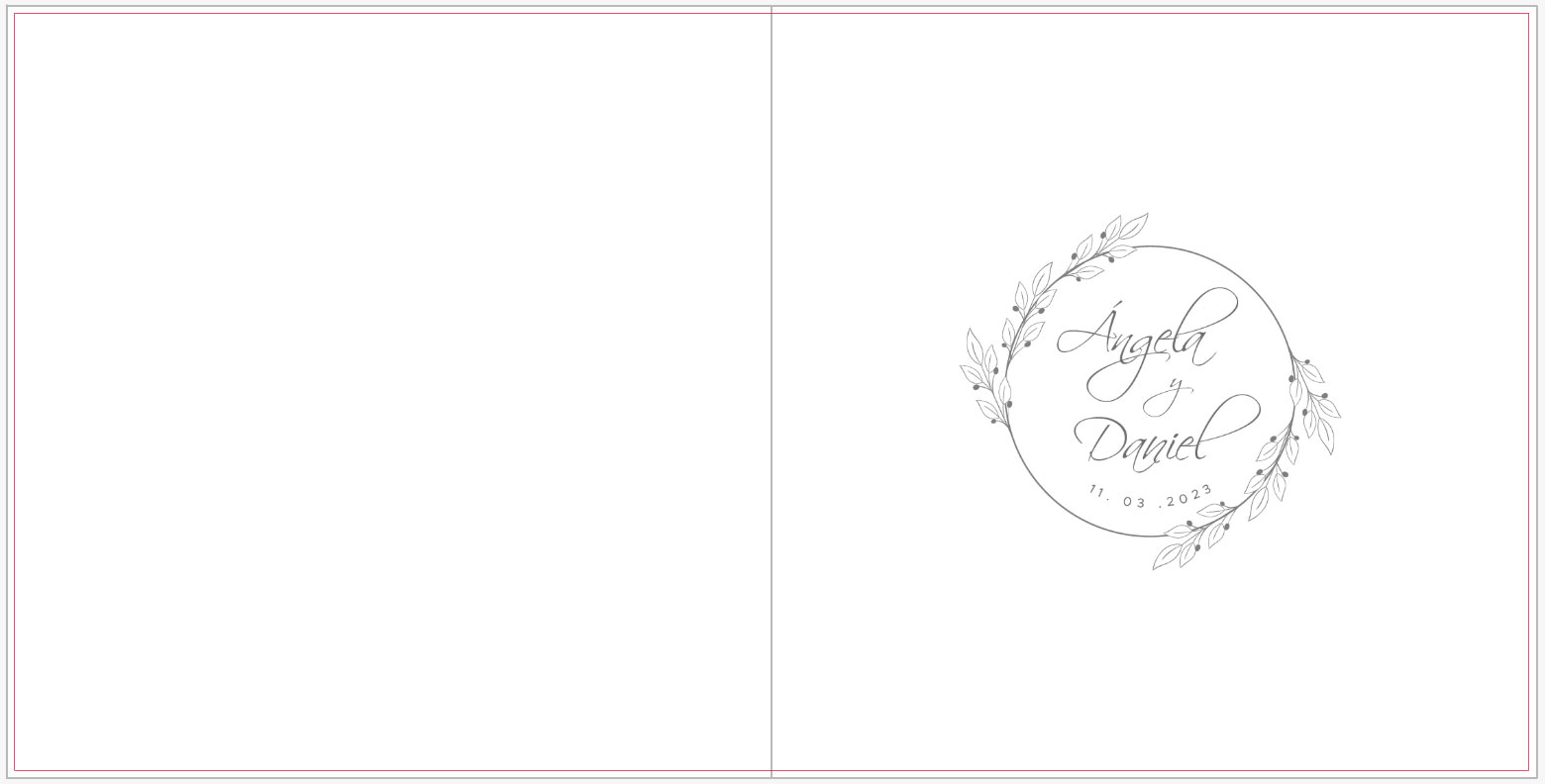 Primera página de álbum de boda con logo