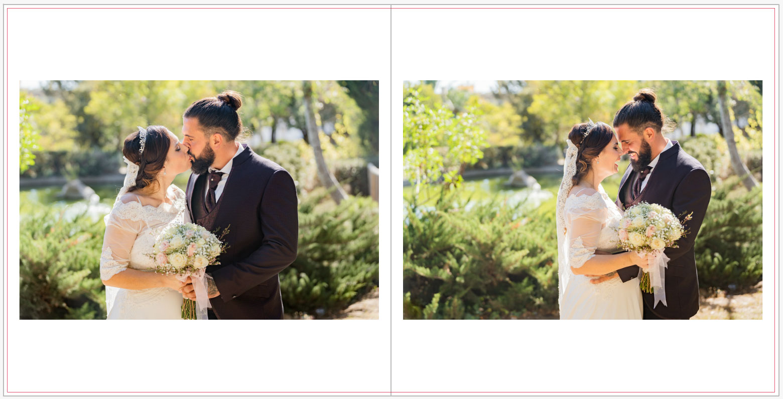 Álbum de boda cuadrado con dos fotos horizontales