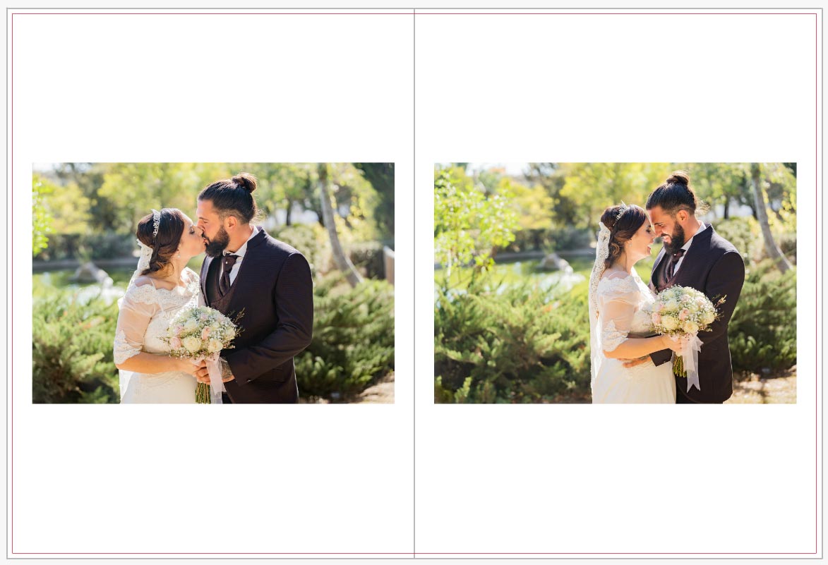 Álbum de boda vertical con dos fotos