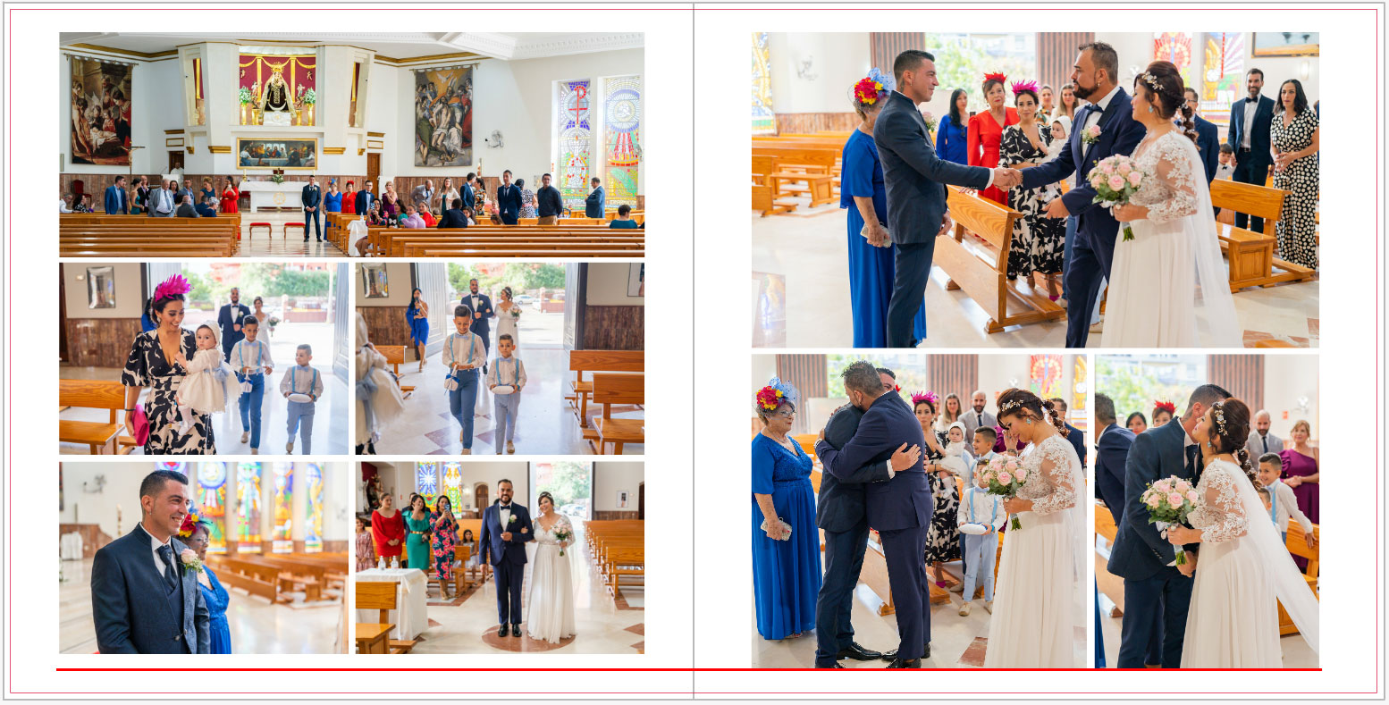 Altura de un grupo de fotos para el diseño de un álbum de bodas