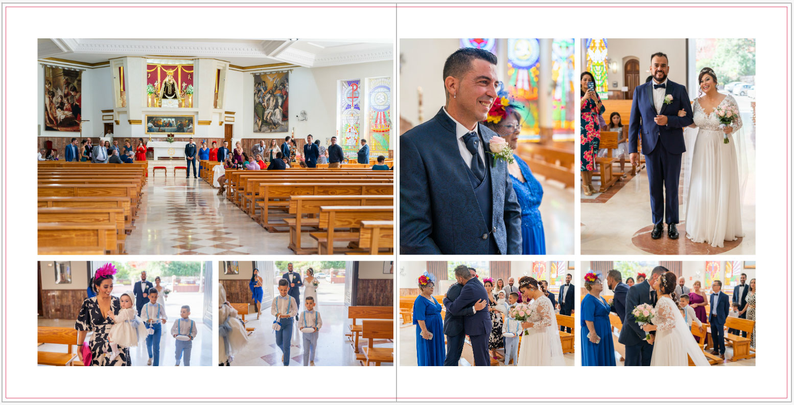 Álbum de bodas muestra una ceremonia en la iglesia