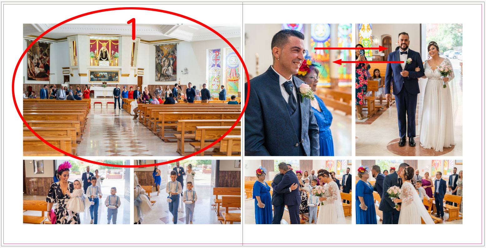 Apuntes de diseño de un pliego de un álbum de boda