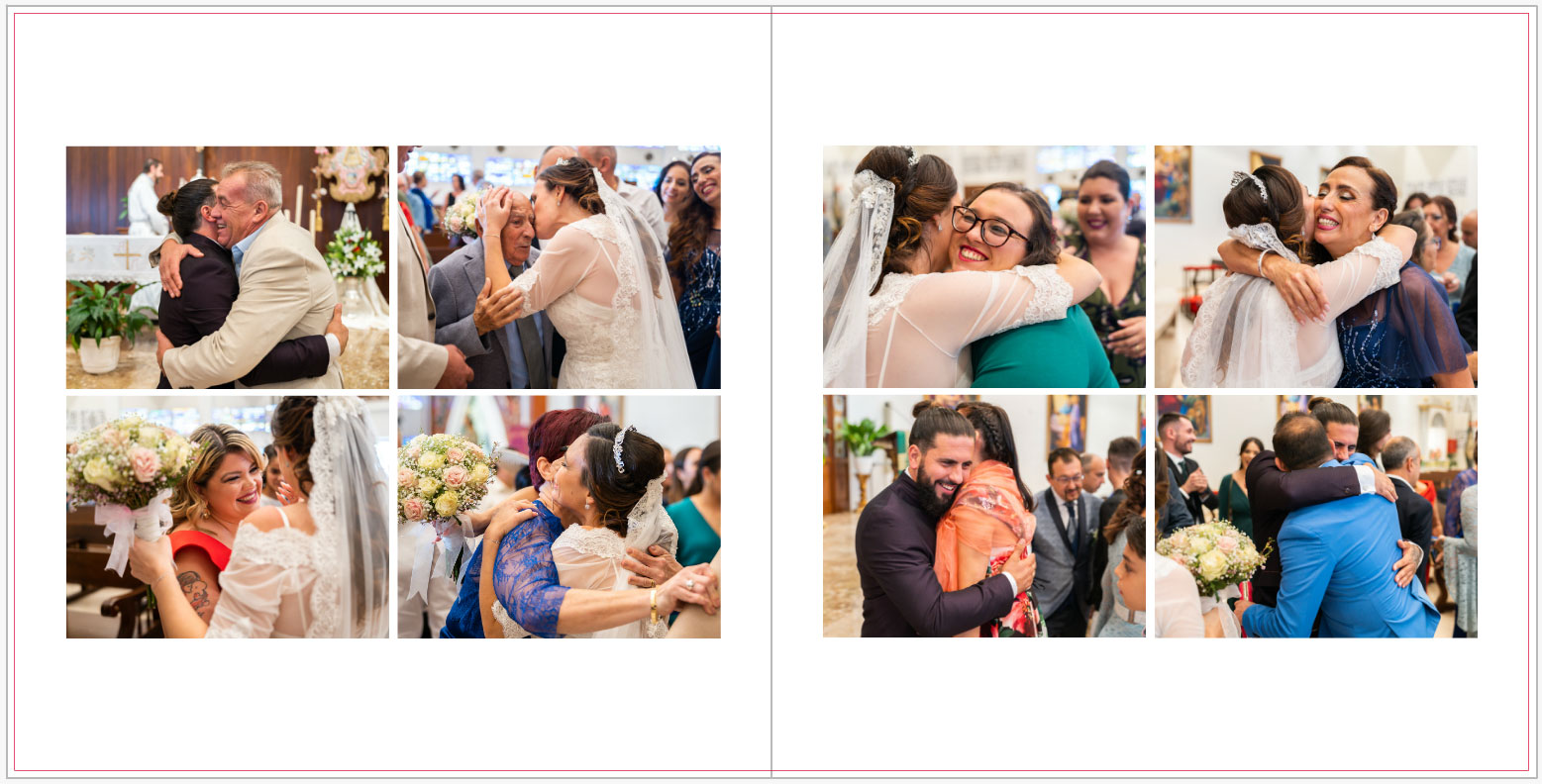 Diseño simétrico de las páginas de un álbum de boda