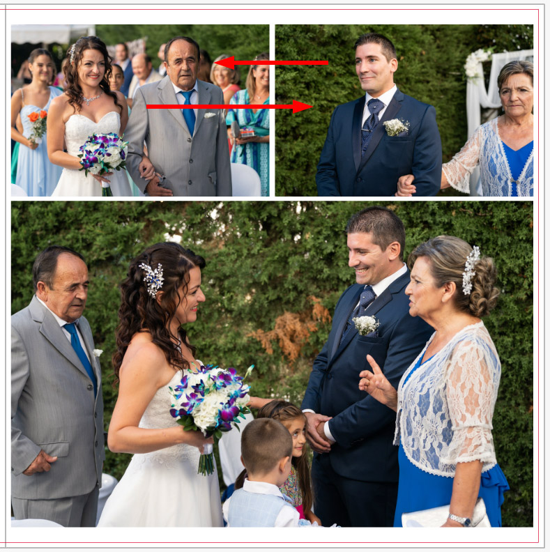 Dos fotos interactúan entre si en el diseño de un álbum de bodas
