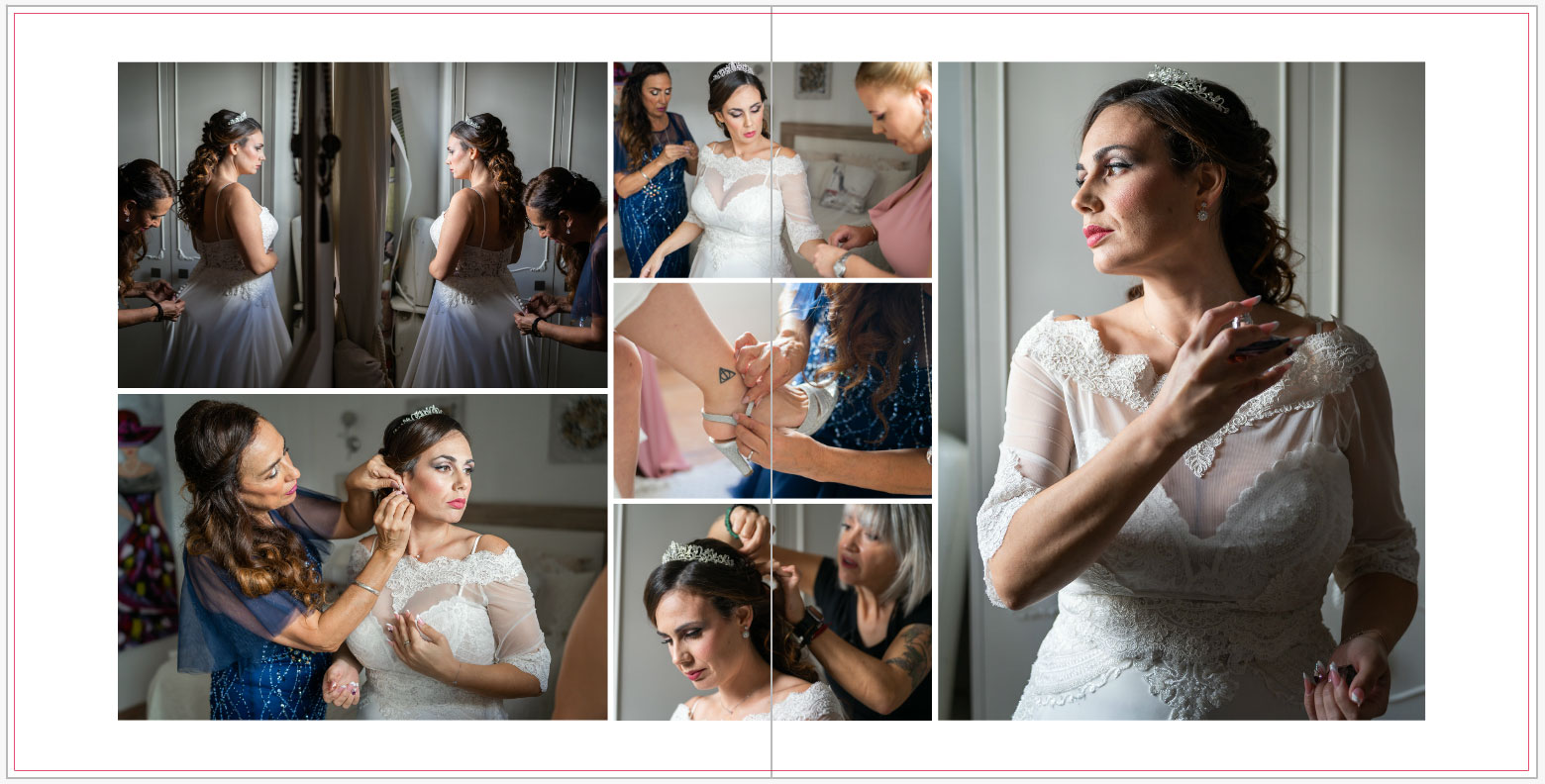 Diseño dejando espacio en blanco alrededor de las fotos de un álbum de boda
