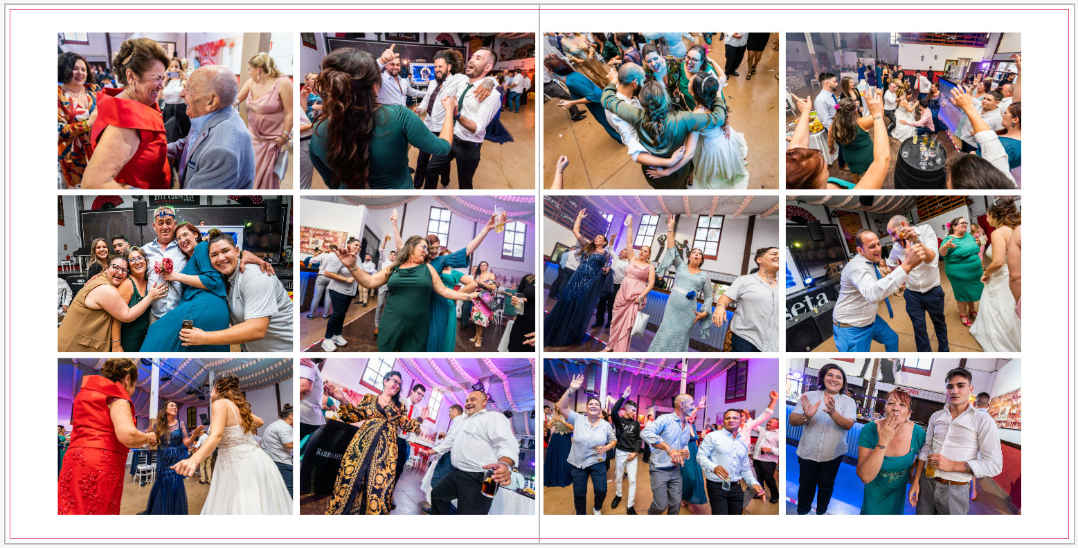Fotos desordenas cronológicamente en un álbum de boda