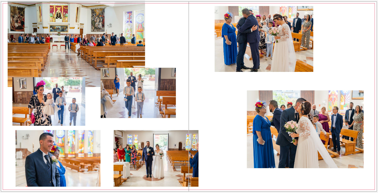 Diseño de un álbum de bodas con las fotos desordenadas