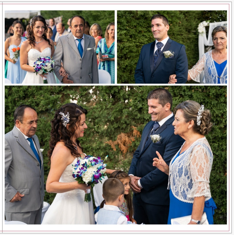 Las fotos interactúan entre sí en un álbum de boda