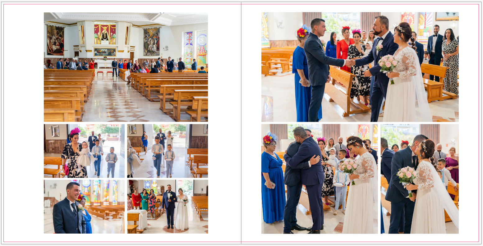 Mejoras en el diseño de un pliego sobre ceremonia de un álbum de bodas