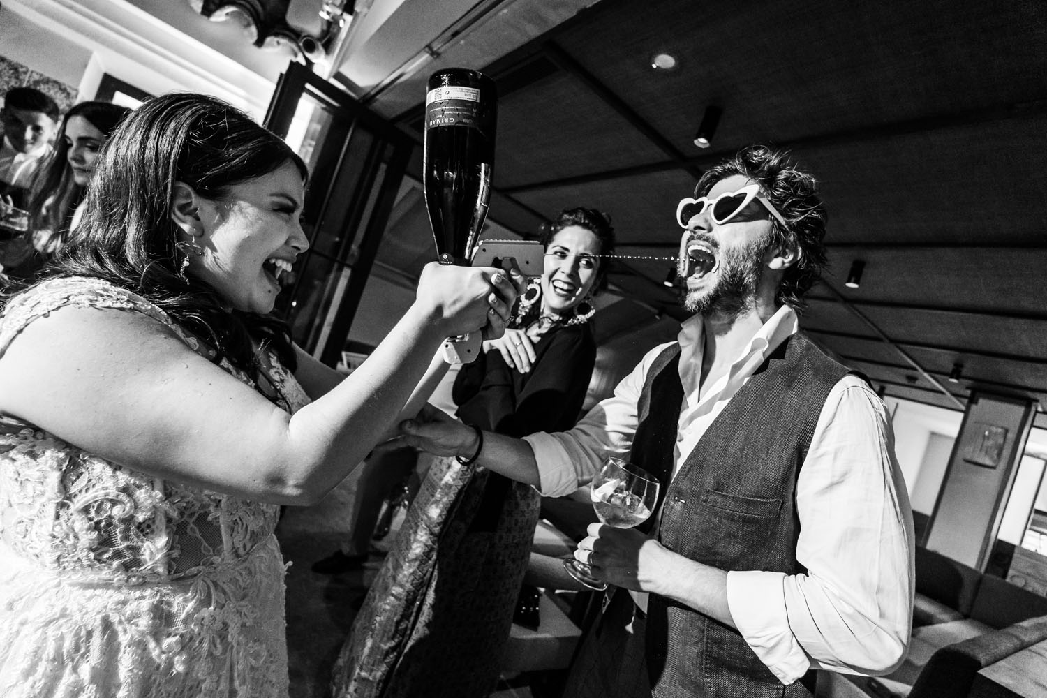Pistola de cava en una boda